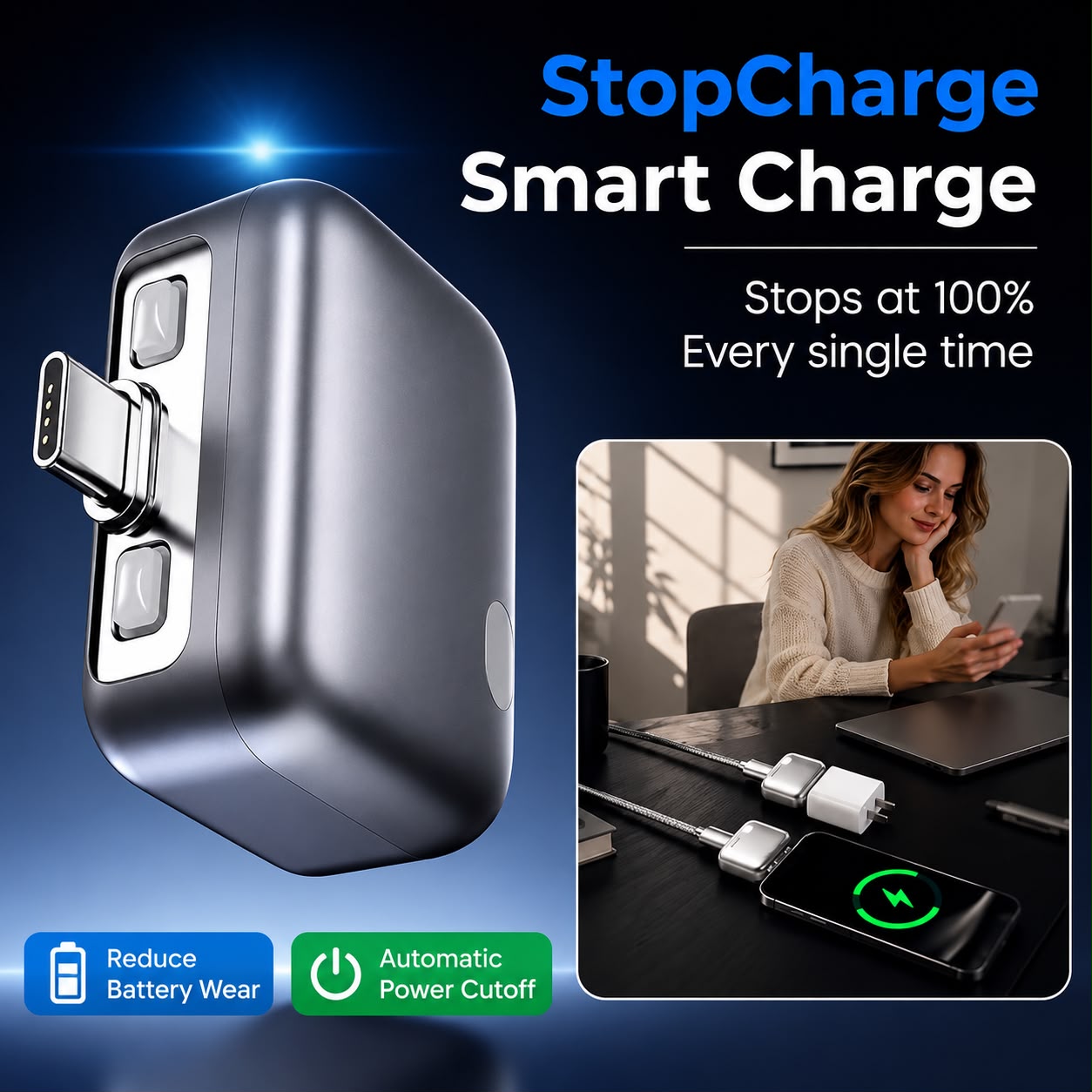 Type-C Auto Disconnect Charger Adapter
